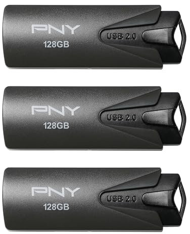 PNY Attaché USB-2.0-Flash-Laufwerk, 128 GB, 3 Stück