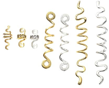 Beatifufu 16pcs Spiral Hair Beads for Dreadlocks African Hair Accessories Cuffs for Braids Stylish Jewelry Easy to Use