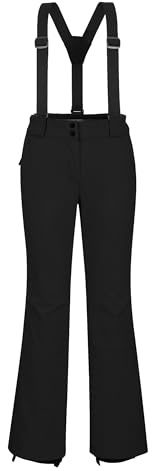 Outdoor Ventures Damen Skihose Softshellhose Wasserdicht Winddichte Snowboardhose Warme Gefütterte Wanderhose Atmungsaktive Schnelltrocknende Trekkinghose Ski Pant Schwarz L/29L