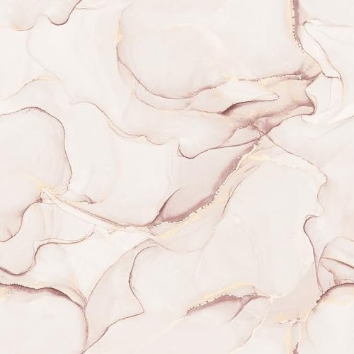 Muriva Papier peint effet marbre Elysian aux couleurs neutres subtiles pour salon, chambre à coucher, couloir – Papier peint décoratif de luxe – Rose 212514