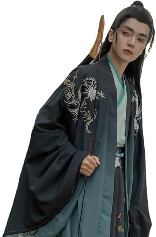 HHCTEBEC Robe Hanfu Chinoise Ancienne pour Hommes, Tenue Traditionnelle Chinoise pour Spectacle sur ScèNe,A-XL=172-180cm
