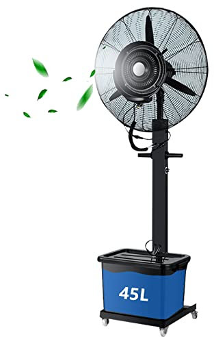 Preferspace Outdoor Misting Oscillating Pedestal Fan with 3 Speeds, Black Cooling Fan for Backyards, Patios and More, 45L Large Capacity Tank