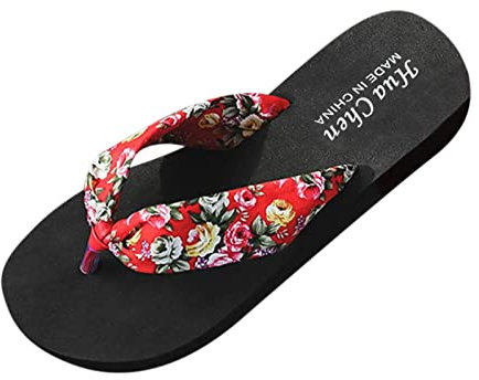Generisch Shower Shoes Damen Sandaletten Bohemian Flip Flops Mädchen Elegant Slides Für Strand Fußbett Strand Schuhe Slim Crystal Glamour Mit Blumen Badelatschen Sandalen Sommer Flache Zehentrenner