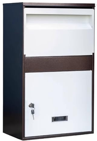 SCBTGKLN Boite aux Lettres, Boite aux Lettres la Poste, Boite aux Lettres sur Pied, Boîte aux Lettres 2 Portes, Livraison de Gros Colis, Boîte de Dépôt en Acier for Colis(Brown,Small)