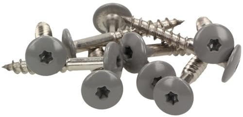 100x MEISTERLING® Fassadenschrauben INOX V2A 4,8 x 32 mm – Flachkopf Torx T20 + 1 Bit – Dunkelgrau