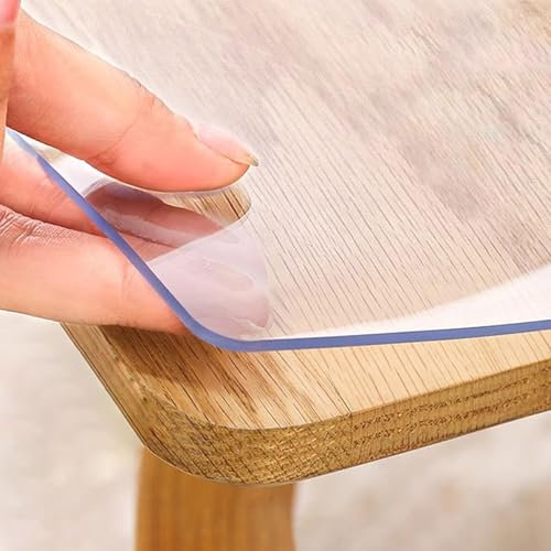 Eiauiuo Tischdecke Klarsicht Table Cover Transparent PVC Tischfolie 1mm/2mm Schutzfolie für Tisch Wasserdicht Hitzebeständig Tischmatte Kratzfeste Schutzdecke für Schreibtische und Esstische（Nach Maß）