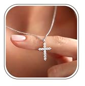 JeweBella Gold Silver Cross Necklace Women Crucifix Necklace 40+5CM | 14K Gold Plated Dainty Cubic Zirconia Cross Pendant Necklaces,Chain Necklace Jewelry Gifts for Women Girls