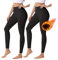 Gadgets Mafia Fleece-gefütterte Damen-Leggings, Thermohose, hohe Taille, für Fitnessstudio, Yoga im Winter, 2 Stück schwarz, Medium/Large