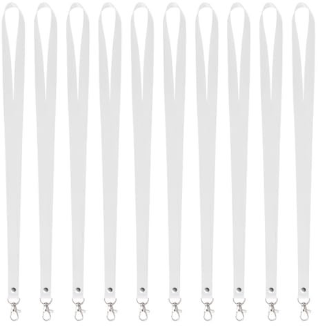 UEIOAVL Ausweishalter, 10 Stück Identitätspass-Trageseil mit Metallschnalle universelles Umhängeband Arbeits-Lanyard Schlüsselband (weiß)