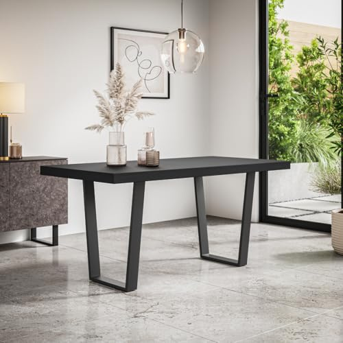 More4Homes ARIA 4-6 SEATER DINING TABLE w BLACK LEGS (Black)