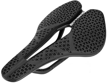 ROCKBROS Sella Bici da Corsa, Sedile Bicicletta Stampata 3D, Fibra di Carbonio, Sella MTB Traspirante, Sella Bici da Strada Impermeabile, Sellino Ciclismo con Foro Superflow