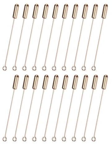 M METERXITY 20er-Pack Broschenstifte, 2 Zoll Kupferlange Nadelösenstifte mit Stopper-Enden für DIY-Kleidung/Zubehör/Anzugskrawatte/Hut/Schal/Schmuck, gerade Flache Kopfnadeln [Roségold]