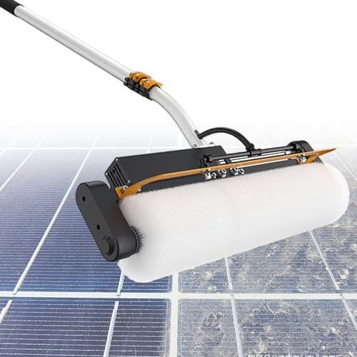 vnmudzeo Brosse Rotative De Nettoyage De Panneaux Solaires Portative, Largeur De Nettoyage Φ 60 Cm,LooseBristle-Wired