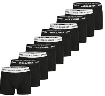 JACK & JONES Boxershorts Herren 10 Pack Baumwolle Basic Trunks JACANTON Unterhosen Unterwäsche Retroshorts Set Boxer Shorts Stretch, Größe:S, Farbe:5X Black/Black & 5X Black/White (12284977)