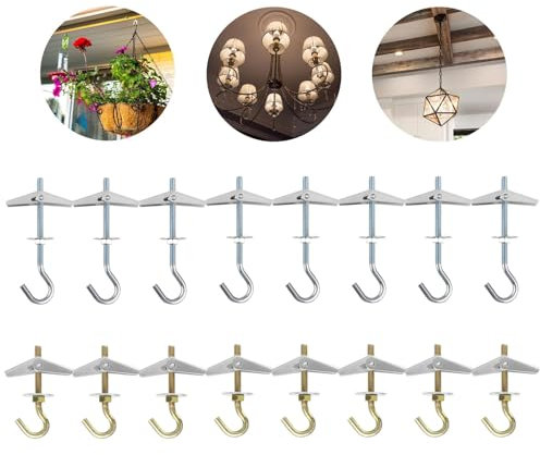 BCENG 16 Stück Federklappdübel M4 Federklappdübel M6 Federklappdübel Dübel Hakendübel Hängende Pflanzen Hohlraumdübel Kippdübel mit Haken Deckenhaken Rigipsdübel Deckenhaken
