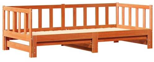vidaXL Ausziehbares Tagesbett Wachsbraun 2 x (80 x 200) cm, Moderne Tagesliege, platzsparend, ausziehbar, Zwei Funktionen, Möbel fürs Wohnzimmer, Gäste-Bettlösung