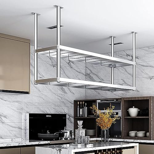 KjoiDWz Stainless Steel Ceiling Hanger Hanging Plant Flower Rack Decoration Floating Shelf(120 * 35 * 80Cm)