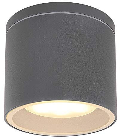 GLOBO Außenleuchte Deckenleuchte Deckenspot modern Gartenlampe rund Deckenlampe Außen IP44, anthrazit, 1x GX53 LED, DxH 10,8x9,6 cm