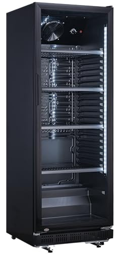 A&S Polarny Getränkekühlschrank AKS360BB | 360 L | ISO-Glastür abschließbar | schwarz | Ideal für Bier- Getränke | LED-Innenbeleuchtung | variable Roste