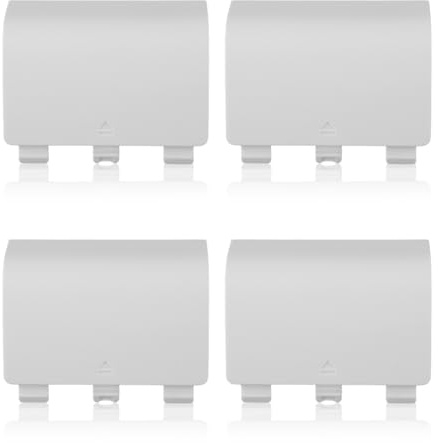 Lotsdonxia 4 PCS Replacement Battery Back Covers for Xbox One Controller - White Durable ABS Plastic Snap-On Battery Door Repair Parts