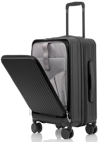 Simcat Carry On Suitcase 20 Inch Lightweight Cabin Luggage with TSA Lock | Front Zipper Pocket, PC+ABS Material, Airline Approved, Silent Wheels, Cup Holder Included