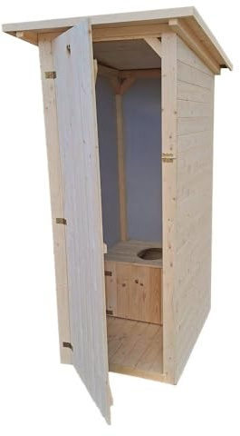 Cabine toilette sèche artisanale extérieur sans accessoires | Une solution écologique en bois au style rustique, idéale pour le jardin, les terrains isolés ou les espaces sans sanitaires.