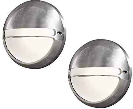 Konstsmide 2er Set dimmbare Außenwandleuchte TORINO Aluminium/Acrylglas opal, Ø 26cm, Außenleuchte modern, 7333-000
