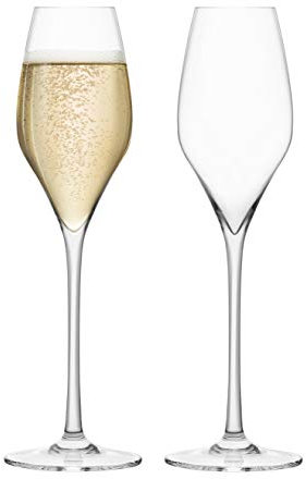 Final Touch 100% Lead-free Crystal Champagne Flutes Glasses Made with DuraSHIELD Titanium Reinforced for Increased Durability Tall 27.8 cm 340ml - Pack of 2