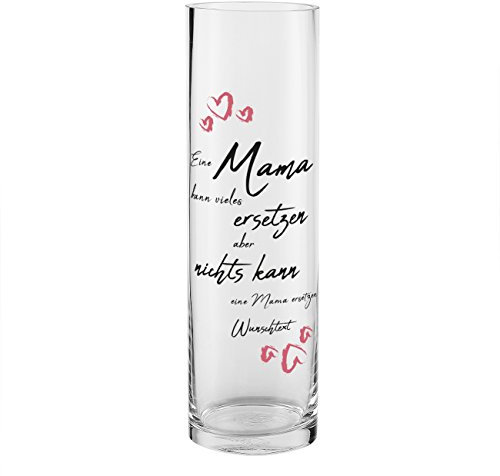 Herz & Heim® Glasvase XXL mit Aufdruck zum Muttertag - eine Mama kann Nichts ersetzen - mit Ihrer persönlichen Widmung
