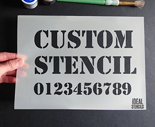 Custom Schablone - A4 Größe Landschaft - Jede Buchstaben You Want - 3 Zeilen mit Maßgeschneidert Buchstaben - Wiederverwendtbar Mylar - Ideal für Malen Jede Oberfläche