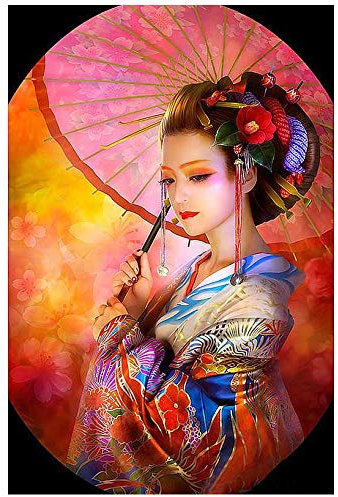 Kit 5D Para Bricolaje, Con Broca Completa Bordado Japonés Geisha De Belleza Punto De Cruz Bricolaje Manualidades Pared De Casa D (Herramienta Incluida) 30X40 cm