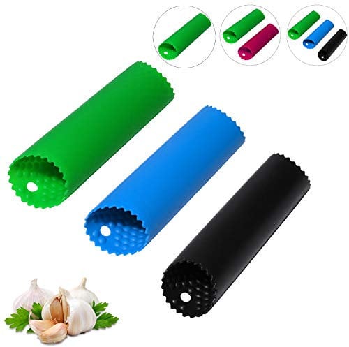 Knoblauchschäler Silikon-Knoblauch Schäler Rolle-Easy Roller Knoblauchroller Küchenwerkzeug für Knoblauchpresse-Schält Knoblauchzehen in Sekunden,Silikon Knoblauchrolle als Sparschäler(3 Farben)