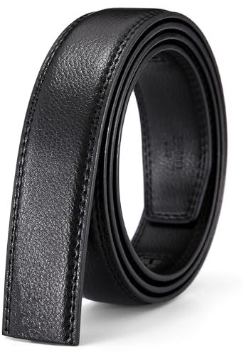 Nelbons Herren Gürtel Ratsche Automatik Gürtel für Männer 35mm Breit Ledergürtel, Ohne Schnalle (Schwarz N0, Länge 160cm Geeignet für 30-58 taille)