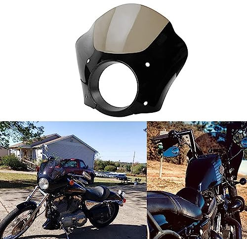 HDBUBALUS Schwarze Scheinwerfer-Verkleidung mit Trigger Lock Mount 49mm für Harley Dyna