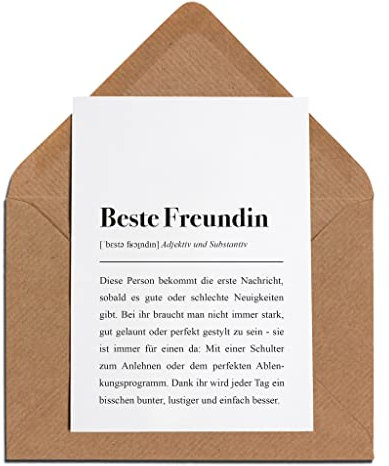 Beste Freundin Definition: Grußkarte mit Umschlag