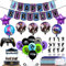 41 Pieces Video Game Party Balloons, Birthday Party Supplies, Video Game Controller Aluminum Foil Balloon, Complete Party Kit for Gaming Theme Birthday Decorations-Favors Cake Topper, Banner