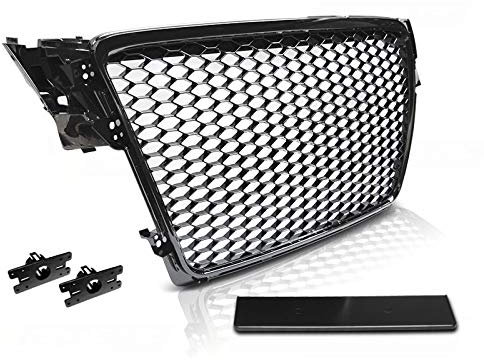 Mascherina griglia calandra per Audi A4 B8 RS4 look 08-11 Nera nido d'ape