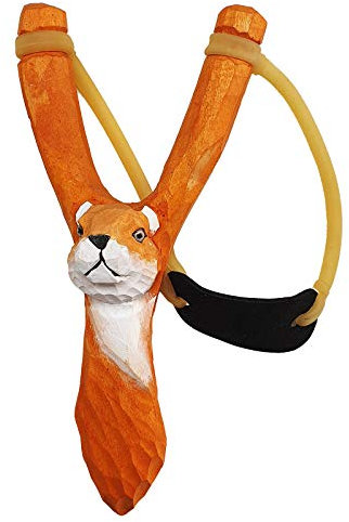 Pixelstudio Steinschleuder für Kinder mit Tier Motiven aus Holz Zwille Schleuder Geschenk für Jungen Eichhörnchen