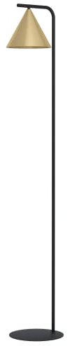 EGLO Stehlampe Narices, 1 flammige Stehleuchte, minimalistisch, Standleuchte aus Metall in Messing-Gebürstet, Gold, Schwarz, Wohnzimmerlampe, Lampe mit Tritt-Schalter, E27 Fassung