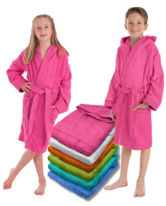 LEBENGOOD Accappatoio Bambino e Bambina, Ragazzo e Ragazza, Neonato, Bimbo e Bimba, Unisex - 100% Cotone OEKO-TEX® Accapatoi Bambini Spugna, Morbido, Ragazzi Piscina 6,8 Anni (6-8, Fucsia)