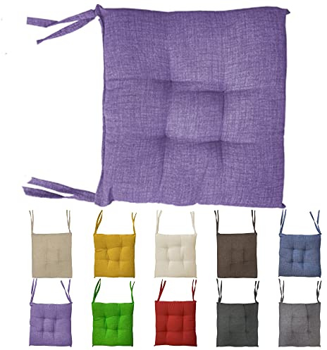Home Tresor - Coprisedie Cuscini Sedie Cucina Set da 4 | Cuscini Sedia da Giardino, Sala Pranzo, per Interni ed Esterni Morbida Imbottitura Confortevole 6 Cm. (Lilla)
