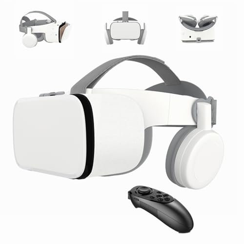 VR-Set Virtual Reality VR für Telefon, kabelloses Bluetooth-VR-Headset VR-Brille 110 ° FOV, unterstützt 4,7-6,2-Zoll-Handy, kompatibel für Android iOS iPhone 13 12 11 Pro Mini X R S (Weiß)