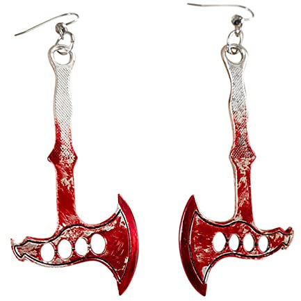 Kirsche Ohrringe Axt Zähne Ohrringe Für Frauen Mädchen Blut Gedruckt Gothic Scissor Ohrringe Halloween Party Horror Ohrringe Lange Ohrhänger (B, One Size)