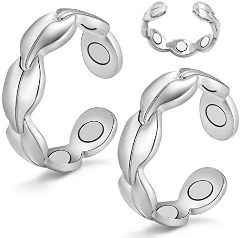 Vicmag 2PCS Copper for Women 7X Ultra Strength Magnetic 99.99% Solid Pure Copper Adjustable with Gift Box (Silver)