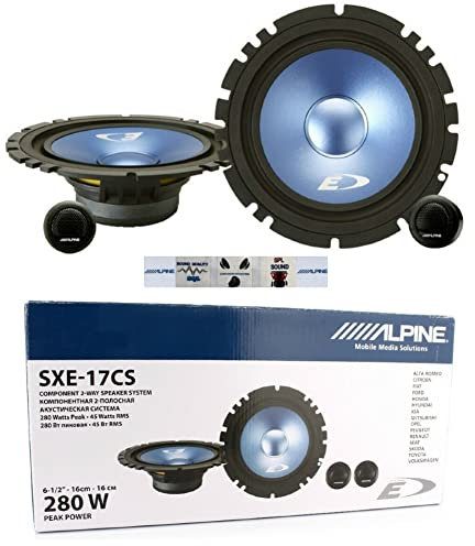 1 kit 2 Voies Compatible avec Alpine SXE-17CS 6.5 16.5 cm diamètre 165 mm 45 Watts rms 280 Watts Max 4 ohms Portes Voiture, par Paire + 5 Stickers Cadeau