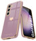 Teageo Coque pour Samsung S23 en Silicone TPU Galvanisé Or avec Motif Coeur d'amour Étui Antichoc pour Filles et Femmes Housse de Protection Anti-Rayures pour Samsung Galaxy S23, Lavande