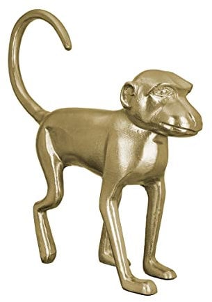GILDE Deko Skulptur Tier Figur AFFE - aus Aluminium - Dekofigur Accessoire Wohnzimmer Büro - Geschenk - Farbe: Gold - Höhe 45 cm