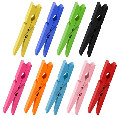 Rierdge Pinzas de madera de colores, 2.75 pulgadas, resistentes pinzas de madera natural para colgar fotos, manualidades de papel, 50 unidades