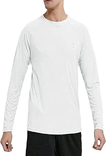 MeetHoo Hombres Rash Guard Camiseta Deportivas con Filtro de Protección UPF 50+Mangas Largas Alta Elasticidad Secado Rápido Surf Natación Verano