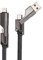 opodot USB C to Lightning Cable [60W Fast Charging&Data Sync] Nylon Braided iPhone iPad Charger Cable, Multi Charger Cable, 4 in 1 With Lightning/USB C/USB A Ports, Grey,5ft